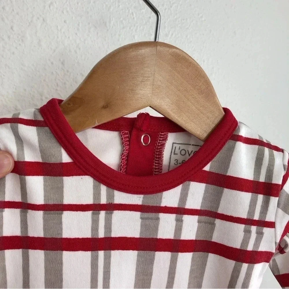 L'ovedbaby footie sleeper red plaid holiday‎ pajamas size 3-6 months